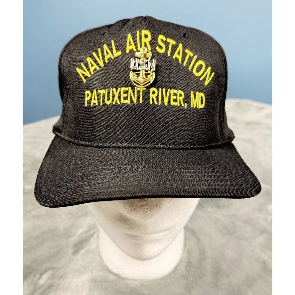 Naval Air Station Patuxent River L  MD Hat Snapback Black USN Anchor Pin